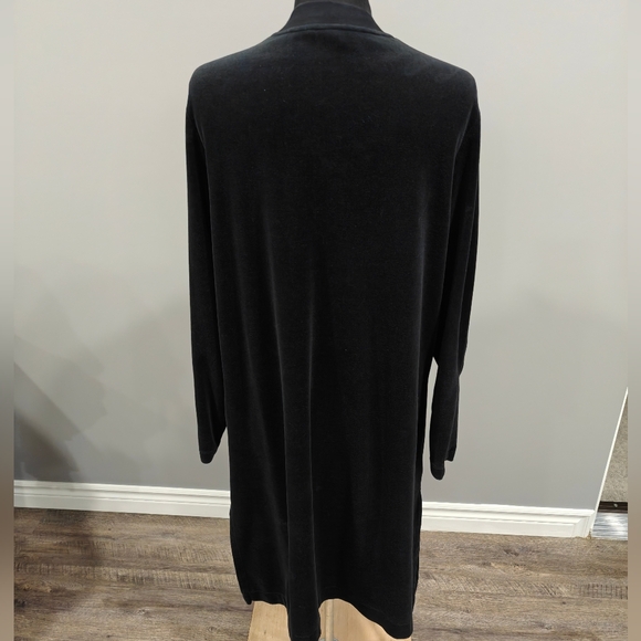 🐢 Adidas Black Bodycon Long Sleeve Velour Dress with White Accents Size XL - Picture 5 of 12